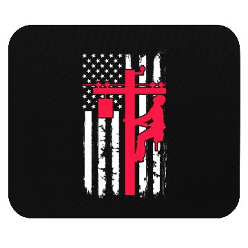 Discover Lineman USA American Flag Mouse Pads