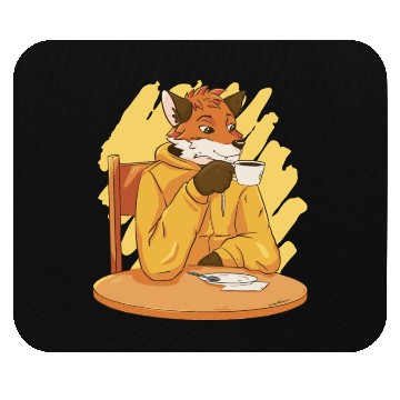 Discover Fox Drinking Coffee Mouse Pads