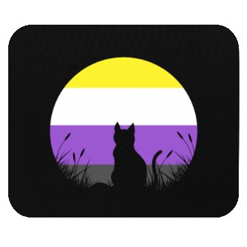 Discover Cat Moon LGBT Nonbinary Flag Mouse Pads