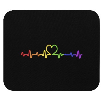 Discover Heart Heartbeat LGBT Rainbow Flag Mouse Pads
