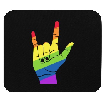 Discover Love Hand Symbol LGBT Rainbow Flag Mouse Pads