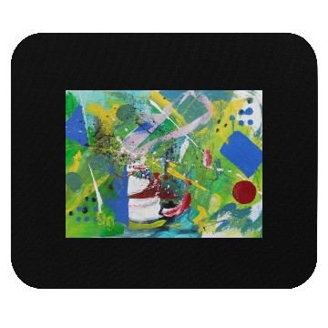 Discover DSCN2939 abstract art, green, red, blue art Mouse Pads