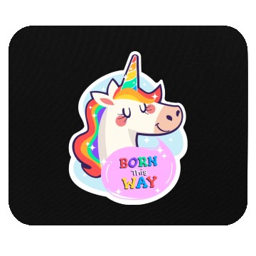 Discover Born This Way Pride LGBT Queer Unicorn Sticker Mouse Pads