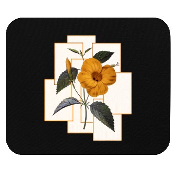 Discover Yellow Hibiscus Flower With Golden Rectangle Mouse Pads