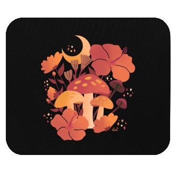 Discover Fall Mushrooms and Hibiscus Floral Nights Mouse Pads