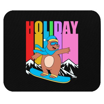 Discover Winter Holiday Bear Snowboard Retro Snowboarding Mouse Pads