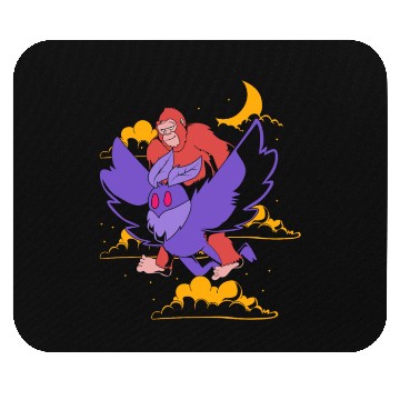 Discover Bigfoot Riding Mothman Funny Cryptozoology Mouse Pads