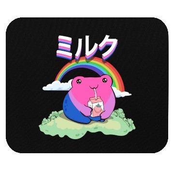 Discover Kawaii Frog Strawberry Milk Bisexual Pride Flag Mouse Pads