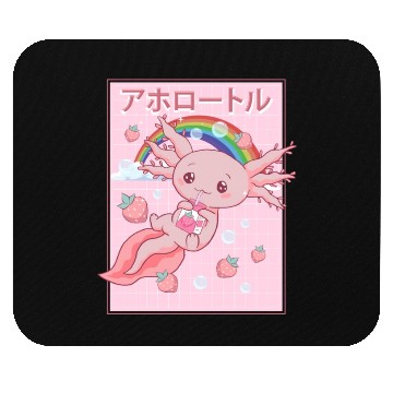 Discover Kawaii Axolotl Strawberry Milk Mouse Pads