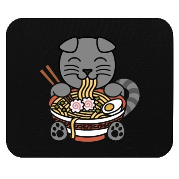 Discover Scottish Fold Cat Ramen Noodles Mouse Pads