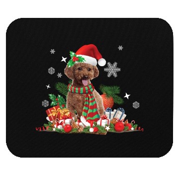 Discover Christmas themed brown Poodle dog Mouse Pads