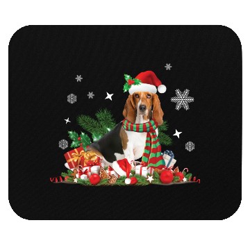 Discover Christmas Basset Hound wearing a Santa Claus Hat Mouse Pads