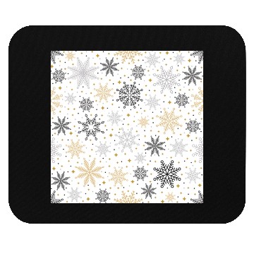 Discover Modern Snowflakes Pattern White Gold Mouse Pads