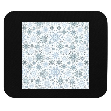 Discover Modern Snowflakes Pattern White Blue Mouse Pads