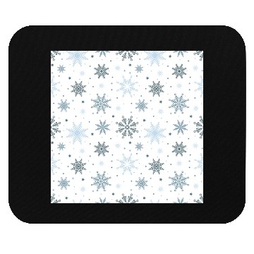 Discover Modern Snowflakes Pattern White Blue Mouse Pads