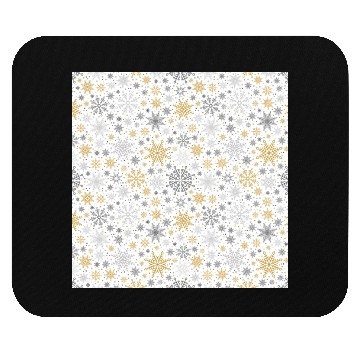 Discover Modern Snowflakes Pattern White Gold Mouse Pads