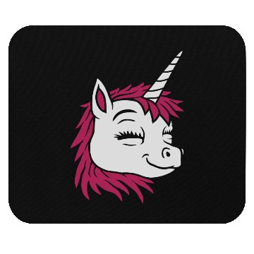 Discover Cartoon face happy unicorn Mouse Pads