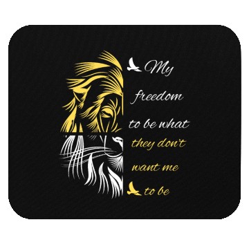 Discover Freedom Saying With Half Lion Face Mouse Pads