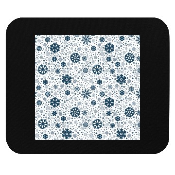 Discover Modern Snowflakes Pattern White Blue Mouse Pads
