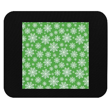 Discover Modern Snowflakes Pattern White Green Mouse Pads