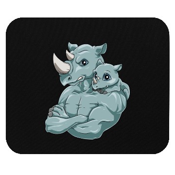 Discover Strong Rhino with Rhino Kid for a Rhinoceros Mouse Pads