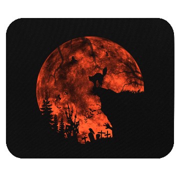 Discover Cat Red Moon trick or treat Bats Forest Funny Hall Mouse Pads