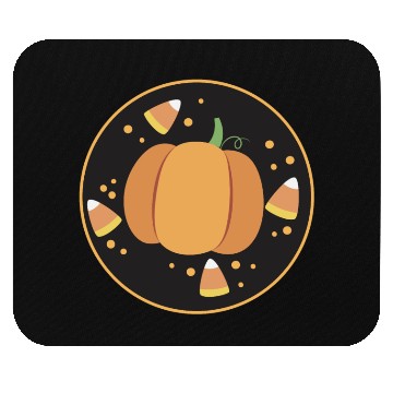 Discover Pumkpin on a circle with candy corn Mouse Pads
