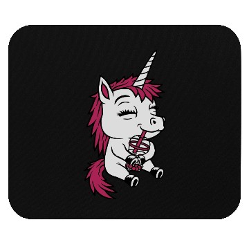Discover Boba tea drinking unicorn Mouse Pads