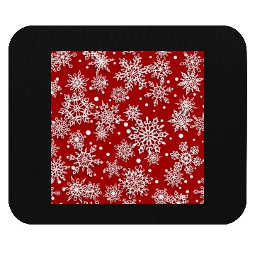 Discover Red Snowflakes Pattern Mouse Pads