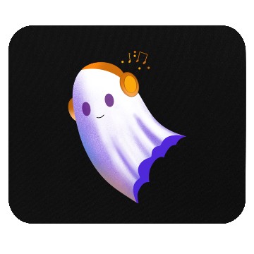 Discover A Ghost with headphones Mouse Pads