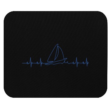 Discover Heart Beat Sailboat Blue Mouse Pads