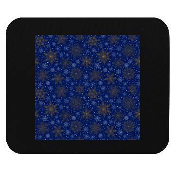 Discover Snowflakes Pattern Blue Gold Mouse Pads