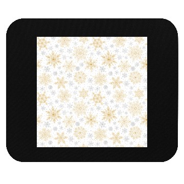 Discover Modern Snowflakes Pattern White Gold Mouse Pads