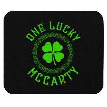 Discover One Lucky McCarty Irish Family Four Leaf Clover Mouse Pads