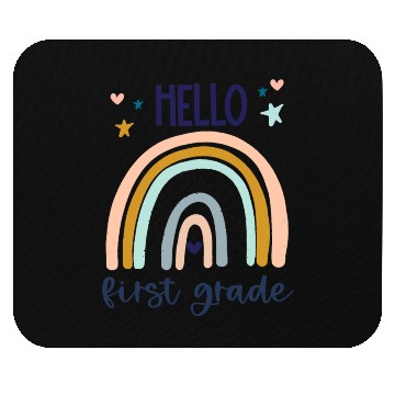 Discover Hello First Grade Retro Rainbow Cute for Teacher Mouse Pads