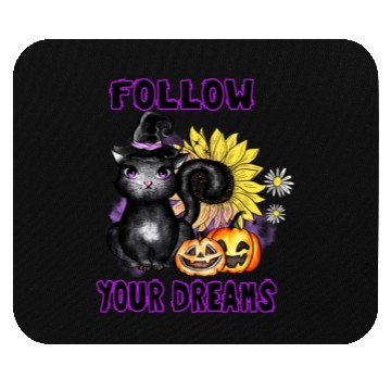 Discover Follow Your Dreams - Black Cat Jack-O-Lantern Mouse Pads