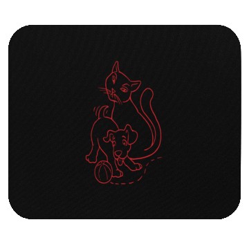 Discover Cat And Dog Red One Mouse Pads