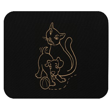 Discover Cat And Dog Brown tow Mouse Pads