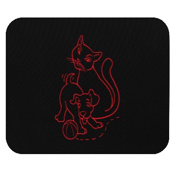 Discover Cat And Dog Red Mouse Pads