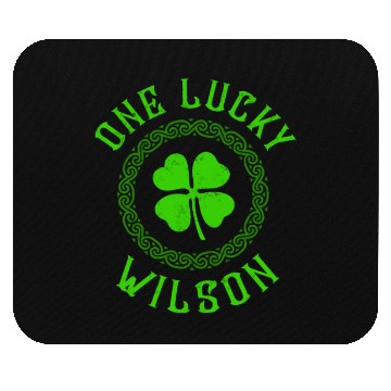 Discover One Lucky Wilson Irish Family Four Leaf Clover Mouse Pads