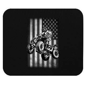 Discover ATV 4Wheeler Racer Jump USA Flag Mouse Pads