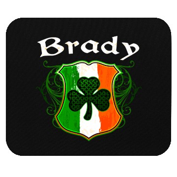 Discover Brady Irish Surname Ireland Flag Shield Shamrock Mouse Pads