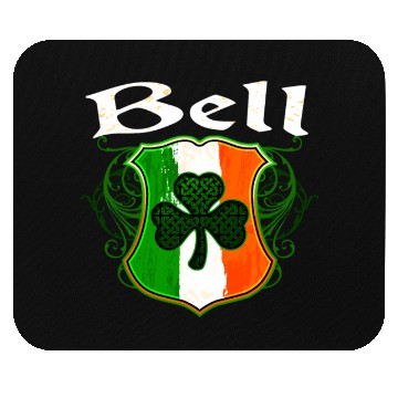 Discover Bell Irish Surname Ireland Flag Shield Shamrock Mouse Pads