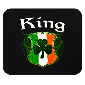 Discover King Irish Surname Ireland Flag Shield Shamrock Mouse Pads