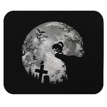 Discover Halloween Werewolf Full Moon Bats and Black trick Mouse Pads