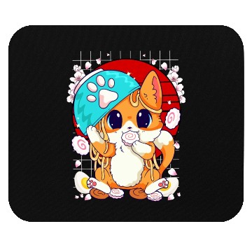 Discover Kitty Eating Ramen And Kawaii Shusi Mouse Pads