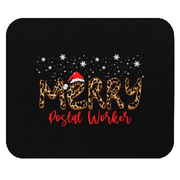 Discover Leopard Print Merry Postal Worker Mouse Pads
