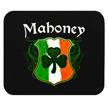 Discover Mahoney Irish Surname Ireland Flag Shield Shamrock Mouse Pads