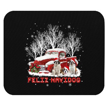 Discover Feliz Navidog Saint Bernard Christmas Dog Lovers Mouse Pads