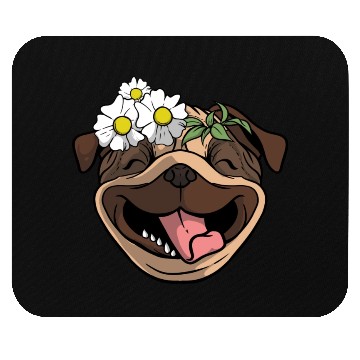Discover Dog Pug Flower Mouse Pads